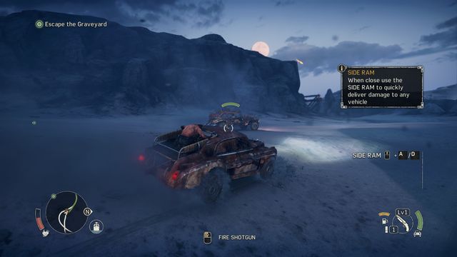 Aim at the wheels or gas tank, a single shot can eliminate enemy vehicle. - Magnum Opus | Story missions - Story missions - Mad Max Game Guide