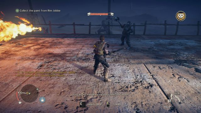 Use the weapon lying on the arena to quickly and easily eliminate the enemy. - Fumeheads Debt | Story missions - Story missions - Mad Max Game Guide