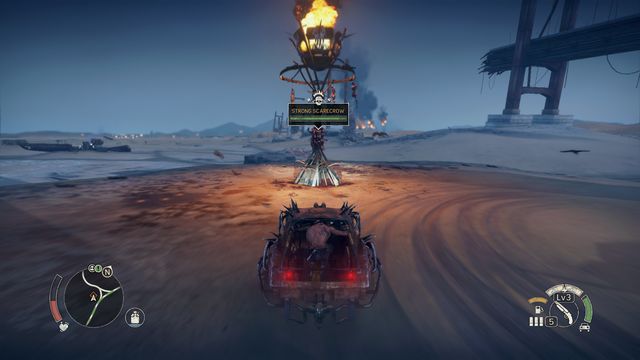 In order to increase the ramming strength, accelerate before driving into the Scarecrow. - Scarecrows and snipers | Activities - Activities - Mad Max Game Guide