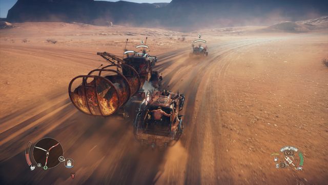 After a successful attaching to enemy, you will consequently reduce the durability of enemy vehicle. - In vehicle | Combat - Combat - Mad Max Game Guide
