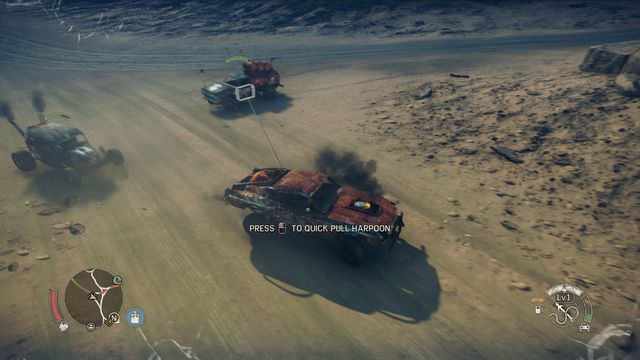 You can use the harpoon to, for example, pull the parts of vehicles armor. - In vehicle | Combat - Combat - Mad Max Game Guide