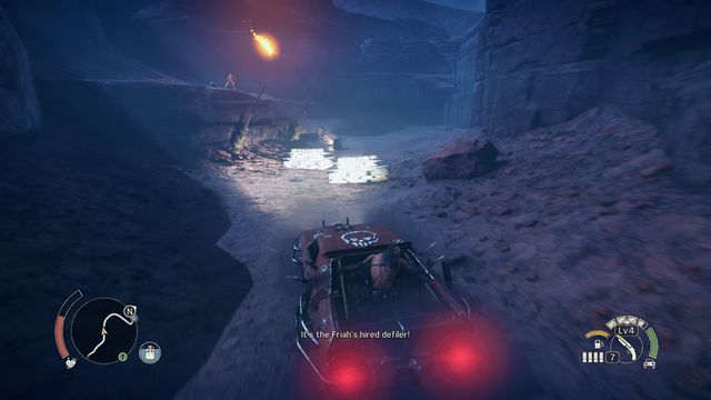 When driving under the camp, watch out for the Molotovs Cocktails. - Torch Them All | Wasteland missions - Wasteland missions - Mad Max Game Guide