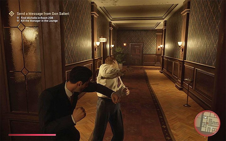 Michelle resides in room 208, which means you need to take the main staircase to get to the second floor of the building - Mafia Definitive Edition: The Saint and the Sinner - walkthrough - Walkthrough - Mafia Definitive Edition Guide, Walkthrough