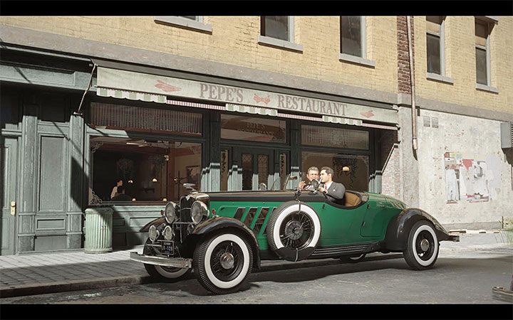 After listening to Salieri's conversation, he leaves the bar and jumps into the driver's seat of Don's car - Mafia Definitive Edition: Bon appetit! - walkthrough - Walkthrough - Mafia Definitive Edition Guide, Walkthrough