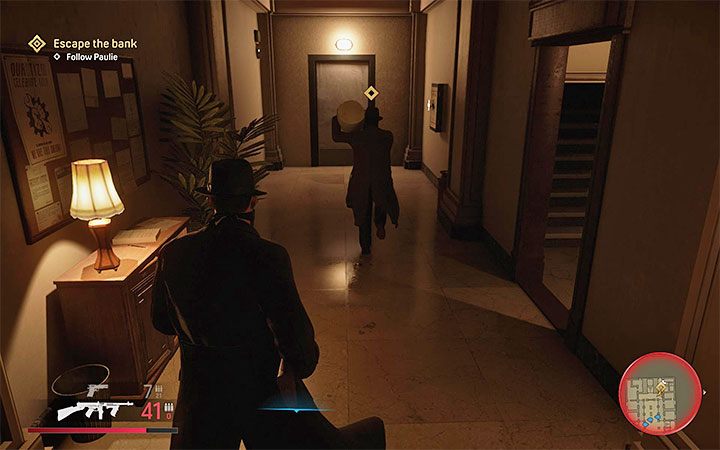 Follow Paulie and take the stairs leading to the main floor of the bank - Mafia Definitive Edition: Side job - walkthrough - Walkthrough - Mafia Definitive Edition Guide, Walkthrough
