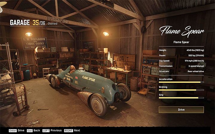 From this point on, you can choose Flame Spear hidden car after visiting any garage - Mafia Definitive Edition: Fleme Spearr - hidden car, where to find - Cars - Mafia Definitive Edition Guide, Walkthrough