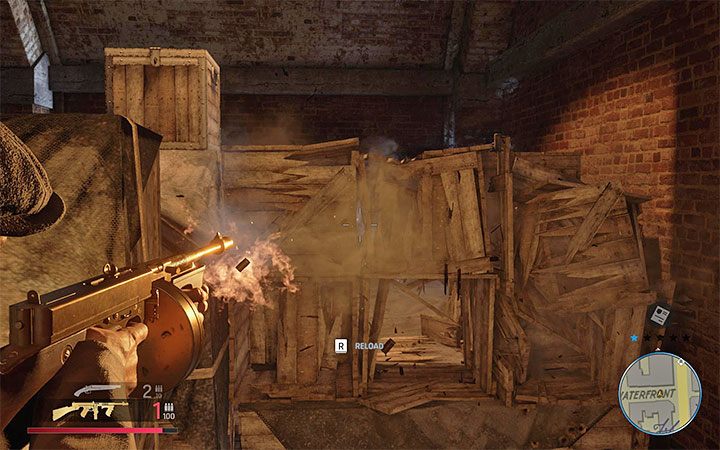 Go a bit further and shoot another crates on the top - Mafia Definitive Edition: Trautenberg Sportr - hidden car, where to find - Cars - Mafia Definitive Edition Guide, Walkthrough