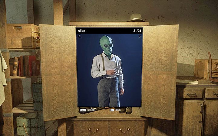 Alien – is a disguise of an alien head, which is a reward for completing the side mission Alien Infiltration, that is, the one concerning the pursuit of a flying saucer around the city - Mafia Definitive Edition: Appearance - how to change? - FAQ - Mafia Definitive Edition Guide, Walkthrough
