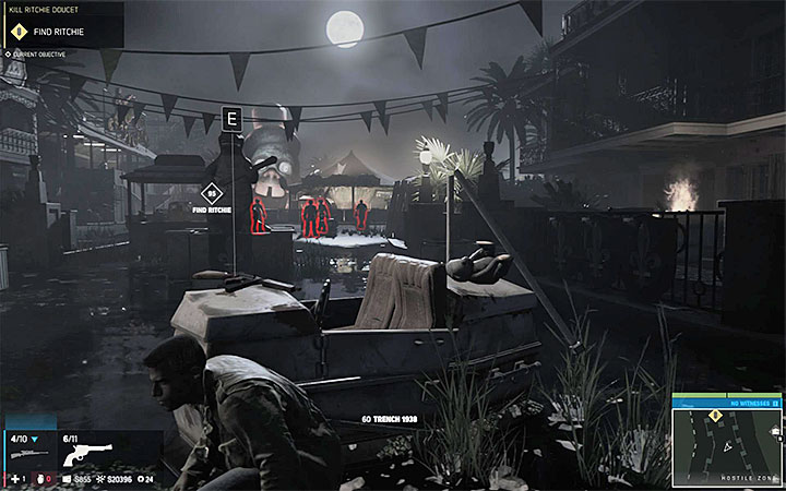Use the Intel View frequently so that no one catches you by surprise - Kill Ritchie Doucet | Walkthrough - Story missions - Mafia III Game Guide