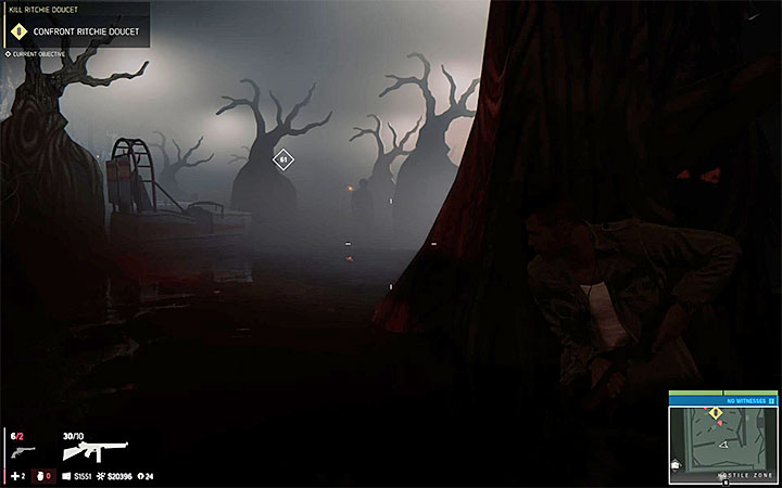 In the area with the fog you can easily surprise all enemies - Kill Ritchie Doucet | Walkthrough - Story missions - Mafia III Game Guide