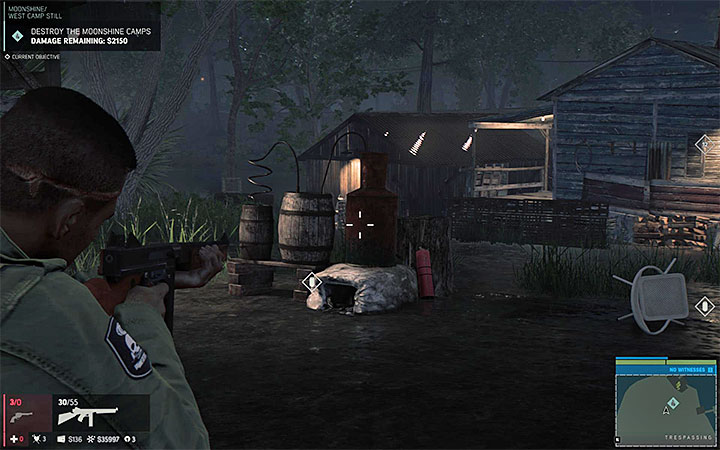 There are two camps to be destroyed on the swamps - the eastern and western one - Moonshine (moonshine racket) | Walkthrough - Story missions - Mafia III Game Guide