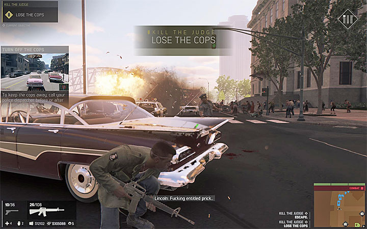 You can throw grenades at the judges limo - Kill the Judge (murdering Judge Holden) | Walkthrough - Story missions - Mafia III Game Guide