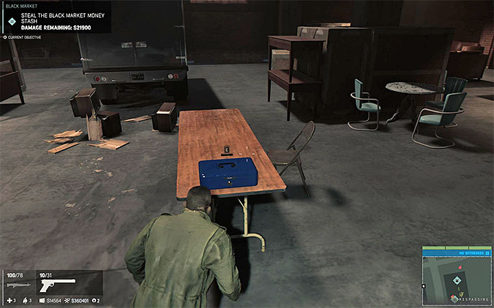 One of the two metal boxes with cash - Black Market (black market goods racket) | Walkthrough - Story missions - Mafia III Game Guide