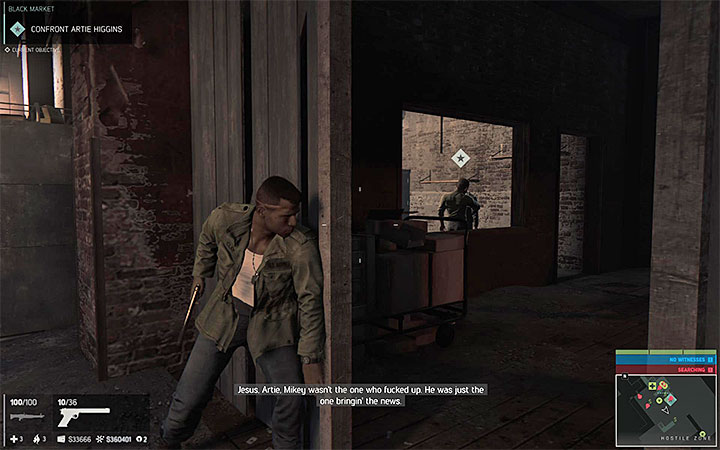 It is a good idea to wait for Artie to shoot his man and sneak up afterwards - Black Market (black market goods racket) | Walkthrough - Story missions - Mafia III Game Guide