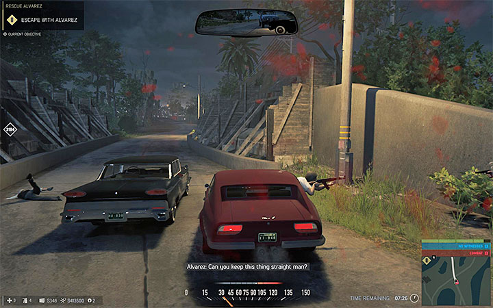 Gun down other cars, ram through road blocks or get around them - Rescue Alvarez | Walkthrough - Story missions - Mafia III Game Guide
