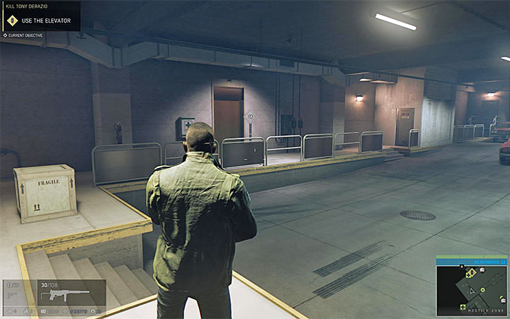 You can find the new elevator in the underground parking lot - Kill Tony Derazio (murdering Tony Derazio) | Walkthrough - Story missions - Mafia III Game Guide