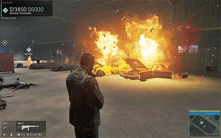 Dont position yourself too close to the explosive items because more than a single car can explode at once - Auto Theft (car stealing racket) | Walkthrough - Story missions - Mafia III Game Guide