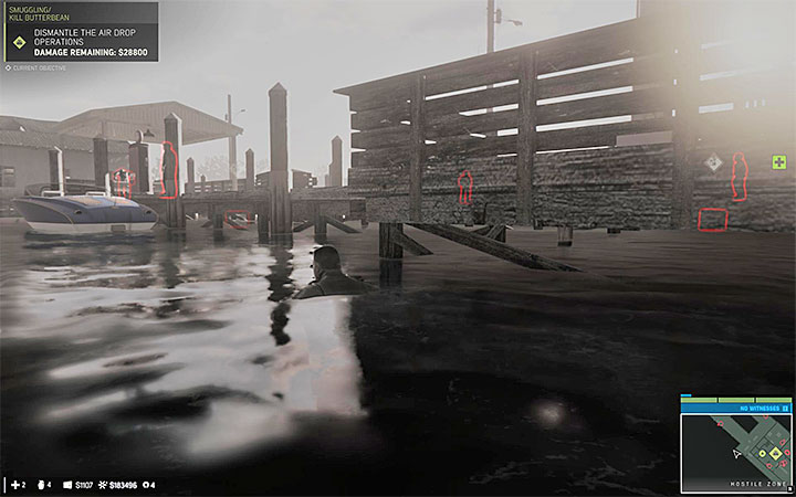 Reaching the base from the water will enable you to get to its back - Smuggling (smuggling racket) | Walkthrough - Story missions - Mafia III Game Guide