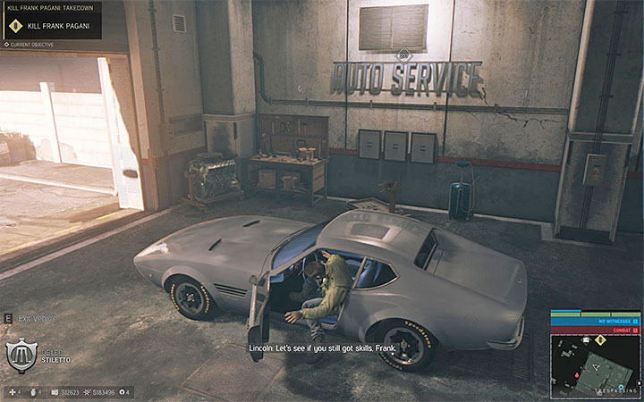 Use your own car or the one found in the garage - Kill Frank Pagani: Takedown (murdering Frank Pagani) | Walkthrough - Story missions - Mafia III Game Guide