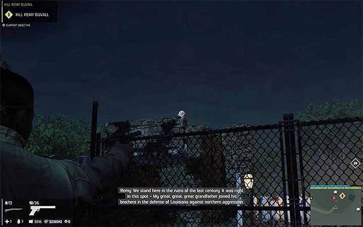 Watch out for the sentry near the gate - Kill Remy Duvall (murdering Remy Duvall) | Walkthrough - Story missions - Mafia III Game Guide