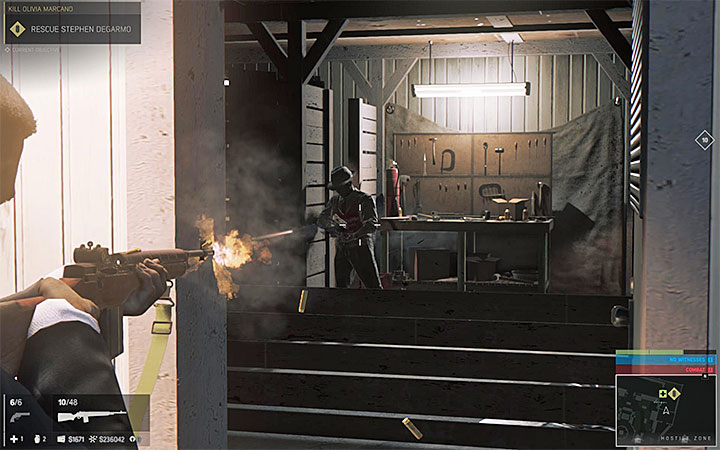 Break through the door to the cabin and shoot down the final gangster - Kill Olivia Marcano (eliminating Olivia Marcano) | Walkthrough - Story missions - Mafia III Game Guide