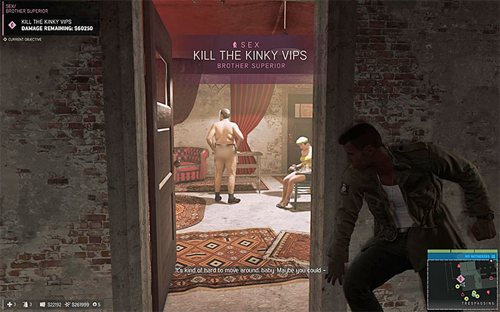 Brother Superior is located nearby one of the entrances on the ground floor - Sex (prostitution racket) | Walkthrough - Story missions - Mafia III Game Guide