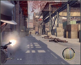 Start off by choosing a good weapon for long range combat, because the shotgun you've received from Derek won't do the job - Chapter 14 - Stairway to Heaven - p. 2 - Walkthrough - Mafia II - Game Guide and Walkthrough