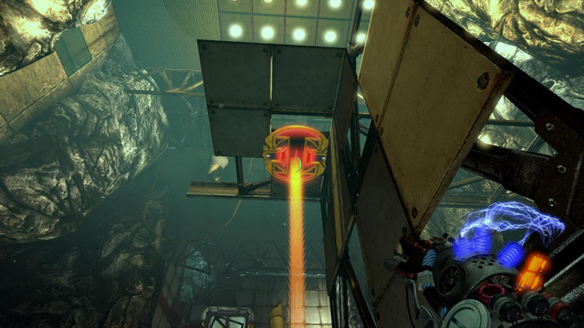 Down the elevator - Signal Interrupt - Walkthrough - Act II - Magrunner: Dark Pulse - Game Guide and Walkthrough