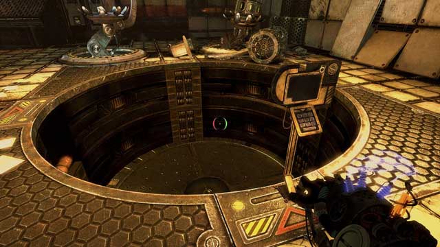 Approach the round, black manhole in the middle of chamber - Hidden Lab - Walkthrough - Act II - Magrunner: Dark Pulse - Game Guide and Walkthrough