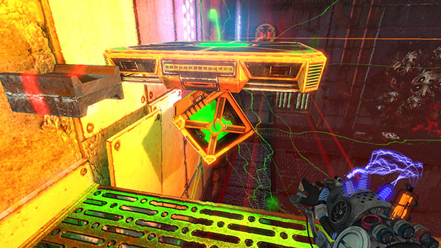 When you land, take a cube from under the platform and jump with it on the platform - Burning Rust - Walkthrough - Act II - Magrunner: Dark Pulse - Game Guide and Walkthrough