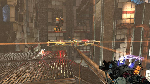 Place cube in the other engine and change modules and platforms charge to red - Proving Grounds - Walkthrough - Act II - Magrunner: Dark Pulse - Game Guide and Walkthrough