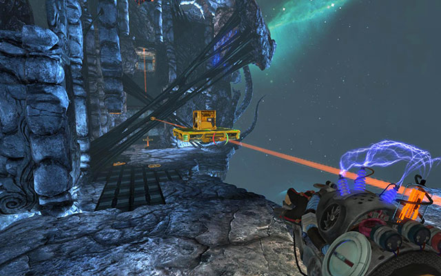 You can also jump on the platform, if you prefer more comfortable transport - Near Orbit - Walkthrough - Act III - Magrunner: Dark Pulse - Game Guide and Walkthrough