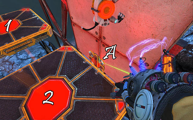 When all platforms are lifted, set up red Newton on the panel over module A - The Damned - Walkthrough - Act III - Magrunner: Dark Pulse - Game Guide and Walkthrough