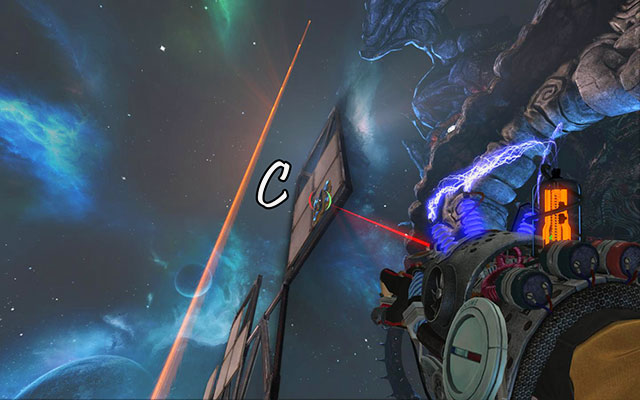 Fire at module C over you with red charge - The Damned - Walkthrough - Act III - Magrunner: Dark Pulse - Game Guide and Walkthrough