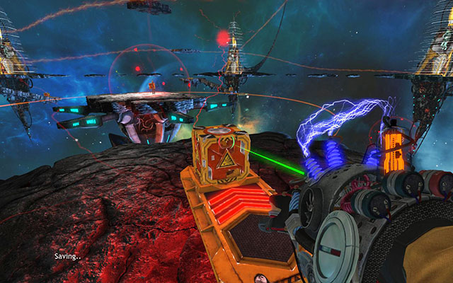 Magnetic field of launcher may push away enemys cubes - Cthulhu Rising - Walkthrough - Act III - Magrunner: Dark Pulse - Game Guide and Walkthrough