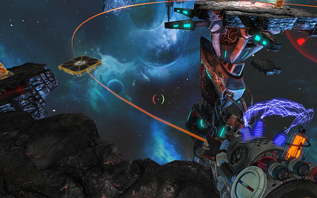 Then jump onto a lower rock and wait for the moving platform (screen above) - Cthulhu Rising - Walkthrough - Act III - Magrunner: Dark Pulse - Game Guide and Walkthrough