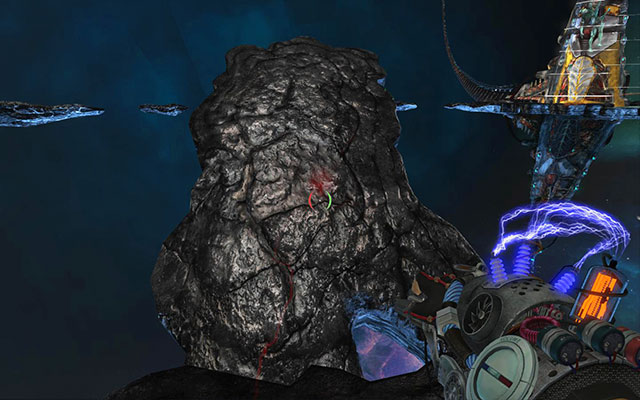 Walk on the rotating rock when it is on the position like on the screen above - Cthulhu Rising - Walkthrough - Act III - Magrunner: Dark Pulse - Game Guide and Walkthrough