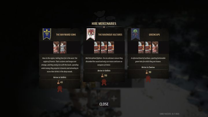 In the army menu, you can also hire mercenaries to strengthen your forces - Manor Lords: How to lead an army? - FAQ - Manor Lords Guide