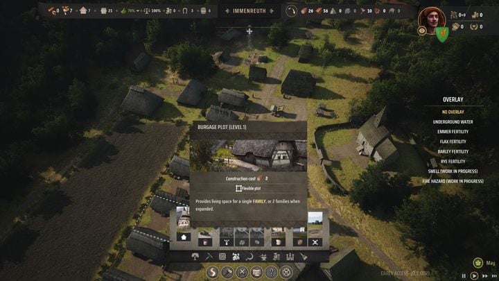 Once your settlement has enough apartments for all residents, you can try to build a few additional burgage plots - Manor Lords: How to get more settlers? - FAQ - Manor Lords Guide
