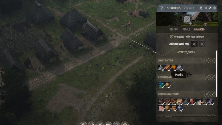 If you have several warehouses in your settlement and you would like each of them to store only a specific type of goods, you can set what should be brought to a specific building - Manor Lords: What to do with exposed goods? - FAQ - Manor Lords Guide