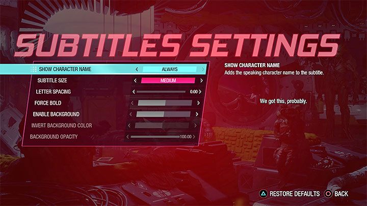 Additionally, in the Languages tab, you will find an option to turn on the subtitles for all spoken dialogs - Guardians of the Galaxy: Accessibility - Appendix - Guardians of the Galaxy Guide