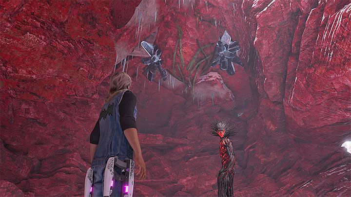 During your trek, you can use Plasma Shot on the crystals at the ceiling - Guardians of the Galaxy: Chapter 13 - walkthrough, solution - Walkthrough - Guardians of the Galaxy Guide