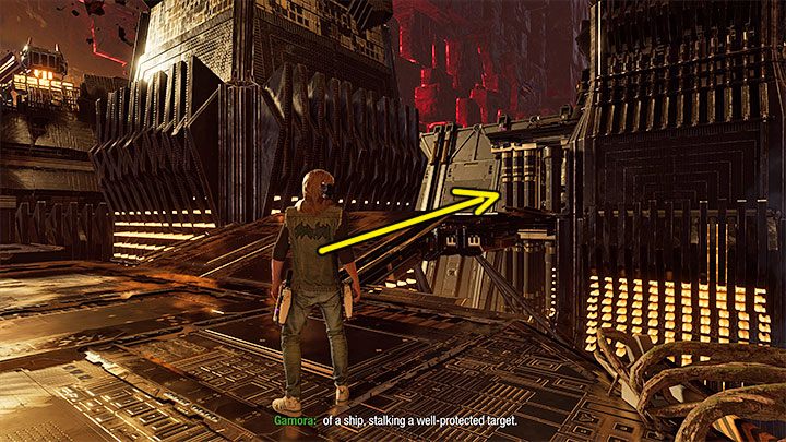 Shortly after the bombarding you'll reach a new area, where Groot will create a bridge without being ordered to (picture 1) - Guardians of the Galaxy: Chapter 14 - all secrets/collectibles, list - Secrets and Finds - Guardians of the Galaxy Guide