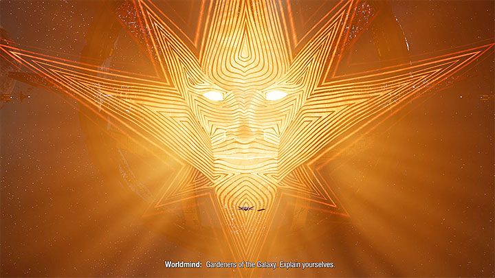 The scene depicting your "encounter" with the Worldmind occurs later during this chapter - Guardians of the Galaxy: Important choices - Chapter 9 - Important choices - Guardians of the Galaxy Guide