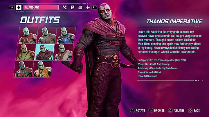 This outfit can be found as a secret in Chapter 12 - Guardians of the Galaxy: Drax - outfits - Costumes - Guardians of the Galaxy Guide