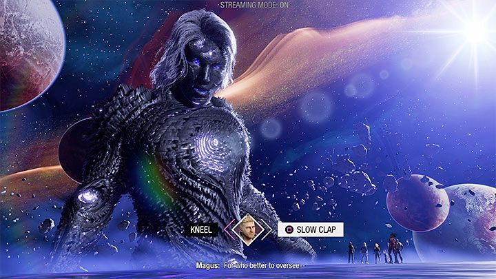 During the fight with the Magus, you have to select the correct dialog option three times - Guardians of the Galaxy: Magus - how to defeat? - Bosses - Guardians of the Galaxy Guide