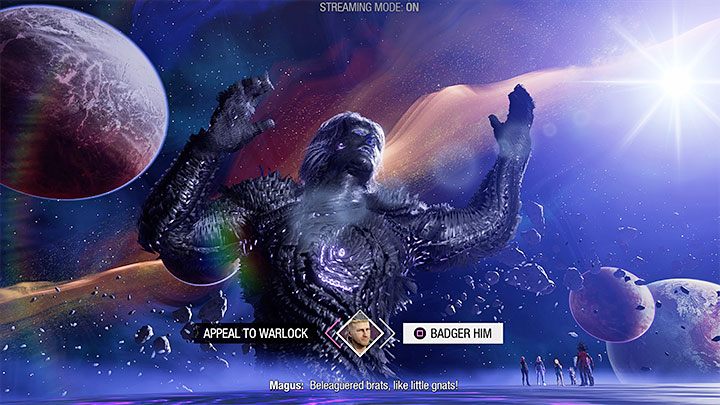After the fight is over, you will resume banter with the Magus - Guardians of the Galaxy: Magus - how to defeat? - Bosses - Guardians of the Galaxy Guide