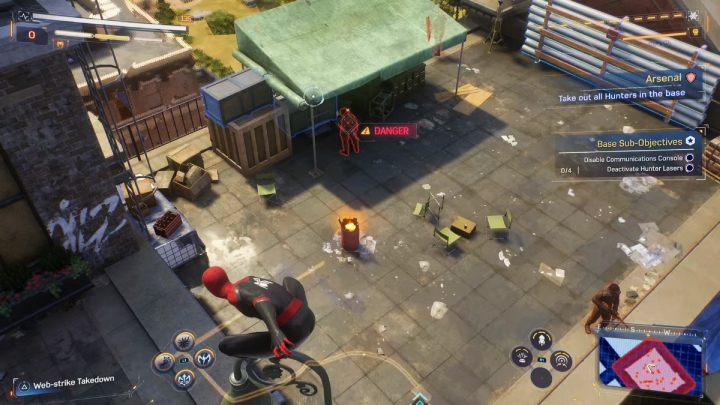 This base is in the western part of the district - Spider-Man 2: All Hunter Blind and Hunter Base Locations - Secrets and Collectibles - Spider Man 2 Guide