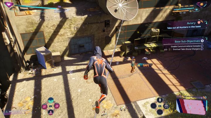 When you clear 2 Hunter Blinds in the district, you will discover the location of the base - Spider-Man 2: All Hunter Blind and Hunter Base Locations - Secrets and Collectibles - Spider Man 2 Guide