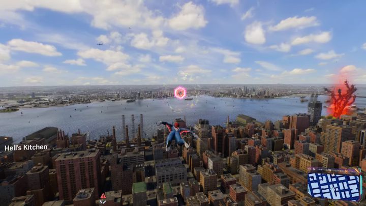 This Spider-bot is suspended high in the air - Spider-Man 2: All Spider-bot locations - Secrets and Collectibles - Spider Man 2 Guide